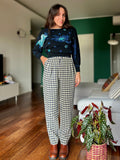 Pantalone di lana a quadretti blu