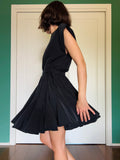 Abito con cintura senza maniche cupro wash nero