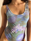 Costume intero azzurro e lilla