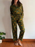 Pigiama verde leopardi