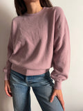 Maglione cachemire manica arricciata malva chiaro
