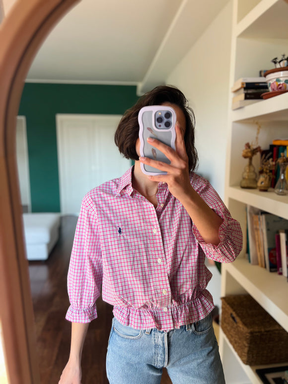 Camicia Gilbi Ralph Lauren quadretti fuxia