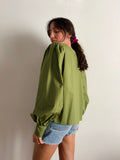 PRE ORDINE • Camicia con laccetti cotone verde oliva