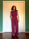Pantalone sartoriale con le pince misto lino burgundy