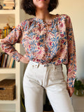 Camicia stampata con laccetto cipria