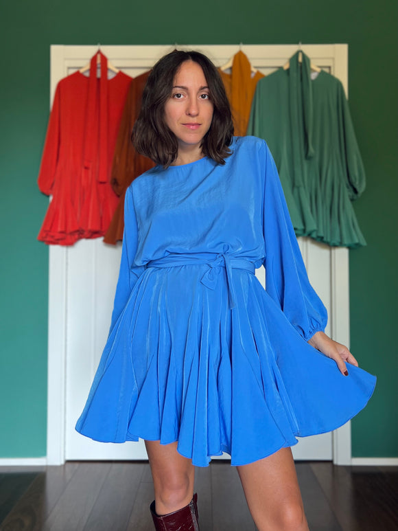 Abito con cintura cupro wash azzurro cielo