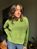 Maglione righe traforate • pistacchio