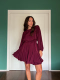 Abito con cintura cupro wash bordeaux