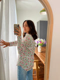 Camicia di cotone peonie rosa