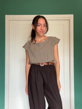 Maglietta misto lana beige gessato
