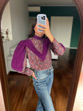 Camicia con inserti in velluto viola