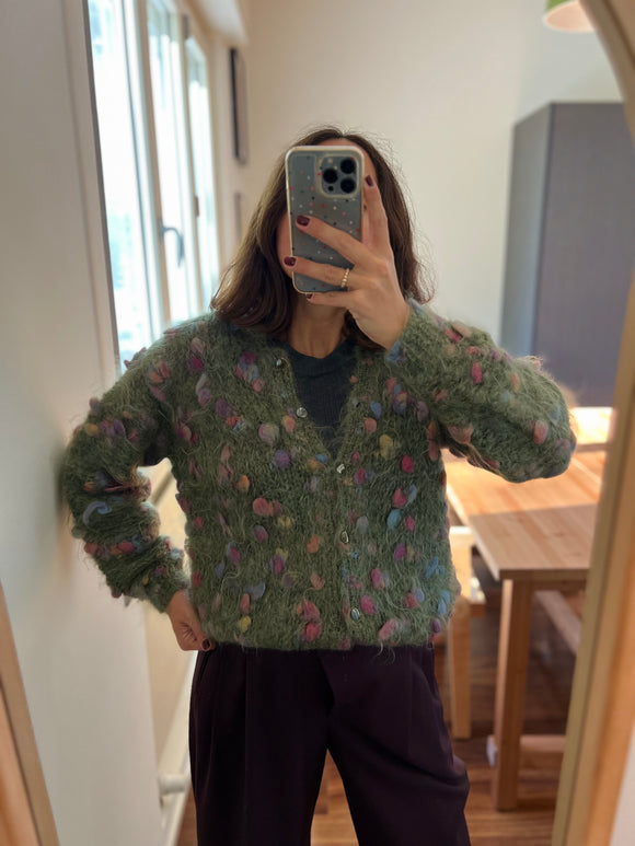 Cardigan verde multicolor