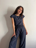 PRE ORDINE • Panta palazzo denim blu