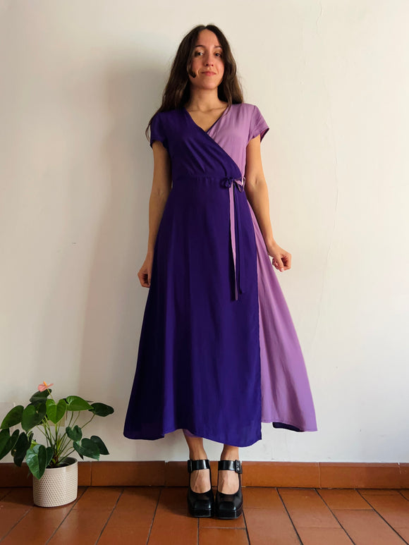 Abito di seta bicolor viola + lilla