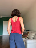 Top in maglia lavorata di cotone fragola