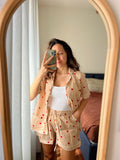 Pigiama corto beige cuori