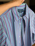 Combo pareo + camicia Ralph Lauren • righe + fiorellini con rosso