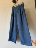Pantalone Carlo lino spigato blu