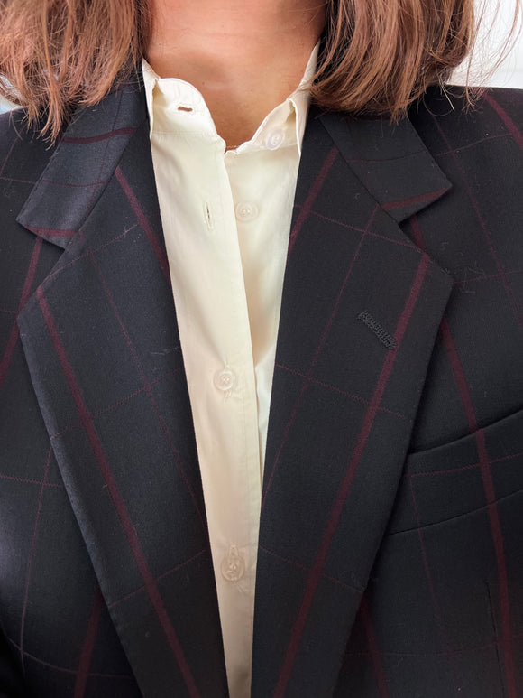 Blazer nero quadri vinaccia