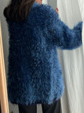 Cardigan fluffy blu