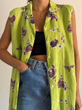 Camicia lunga verdina a fiori