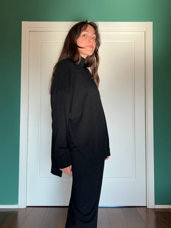 Lupetto cachemire lungo nero