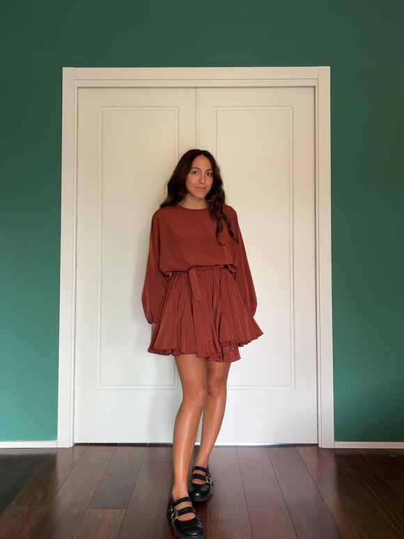 Abito con cintura cupro wash terracotta