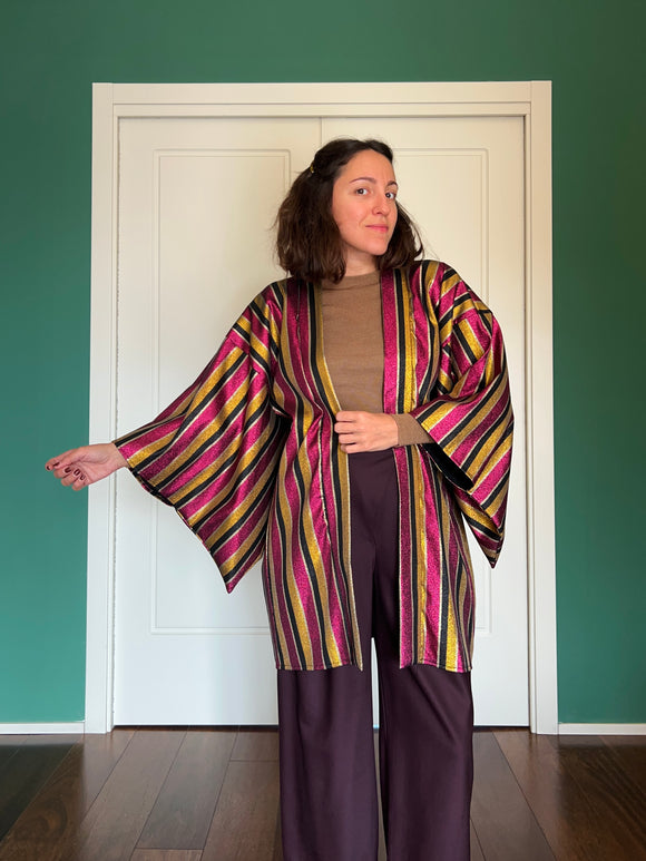 Kimono righe metallizzate