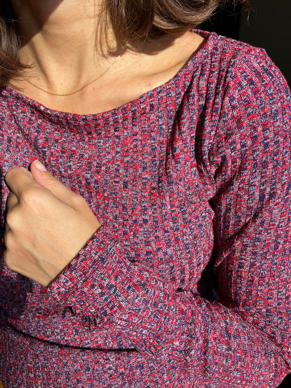 Maglietta manica lunga in maglia mélange