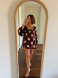 Maxi camicia Formentera marrone pois grandi