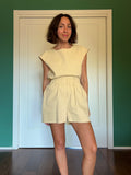 Pantaloncino misto lino crema