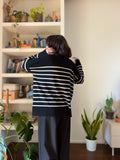 PRE ORDINE • Maglione over nero righe panna