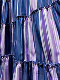 Abito corto ampio cotone righe blu-lilla