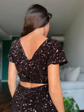 PRE ORDINE • Top paillettes marroni