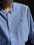 Camicia Gilbi Ralph Lauren quadretti blu stemma verde