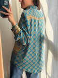 Camicia indiana modello maschile turchese e senape