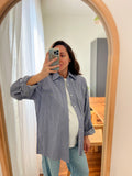 Camicia Lacoste righe lilla e verdi