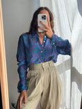 Camicia indiana modello maschile M/L azzurra e viola
