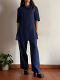 Completo pura seta blu