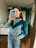 Camicia con inserti in velluto ottanio