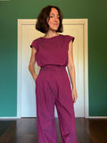 Pantalone sartoriale con le pince misto lino burgundy