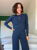 Maglione corto cotone blu