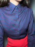 Camicia blu pois corallo