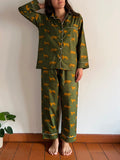 Pigiama verde leopardi