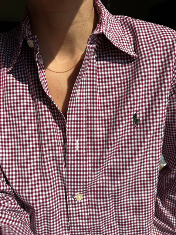Camicia Ralph Lauren quadretti vinaccia