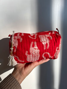 Beauty case di cotone rosso tigri