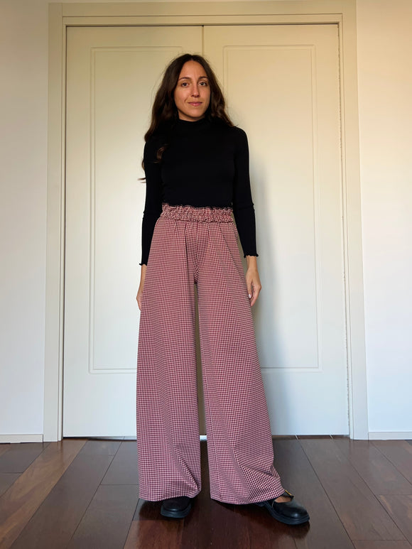 PRE ORDINE • Panta palazzo in maglina pied de poule