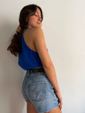 Top in maglia di cotone bluette