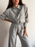 Camicia ampia fresco lana grigio chiaro