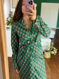Camicia di cotone verde fiori